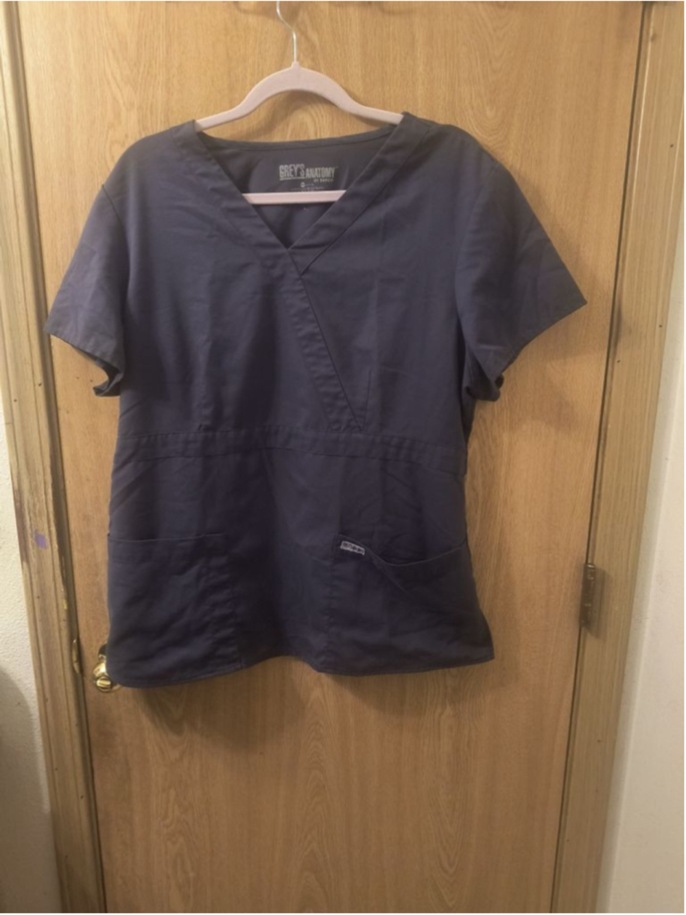 Grey's Anatomy by Barco Women's Scrub Set XL Grey Mock Wrap V-Neck - Picture 2 of 9